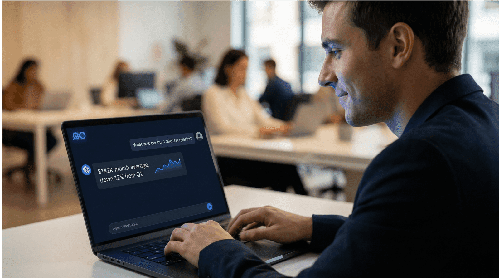 AI Copilot in action - asking about burn rate and getting instant intelligent answers